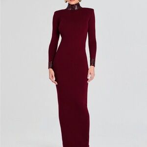 Retrofete Deep Red Long Sleeve Dress
